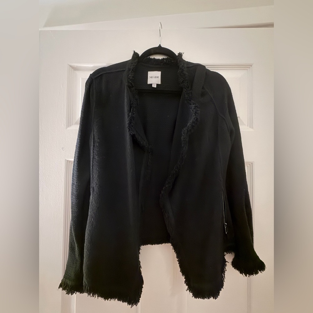 NIC+ZOE Black Frayed Edge Blazer
